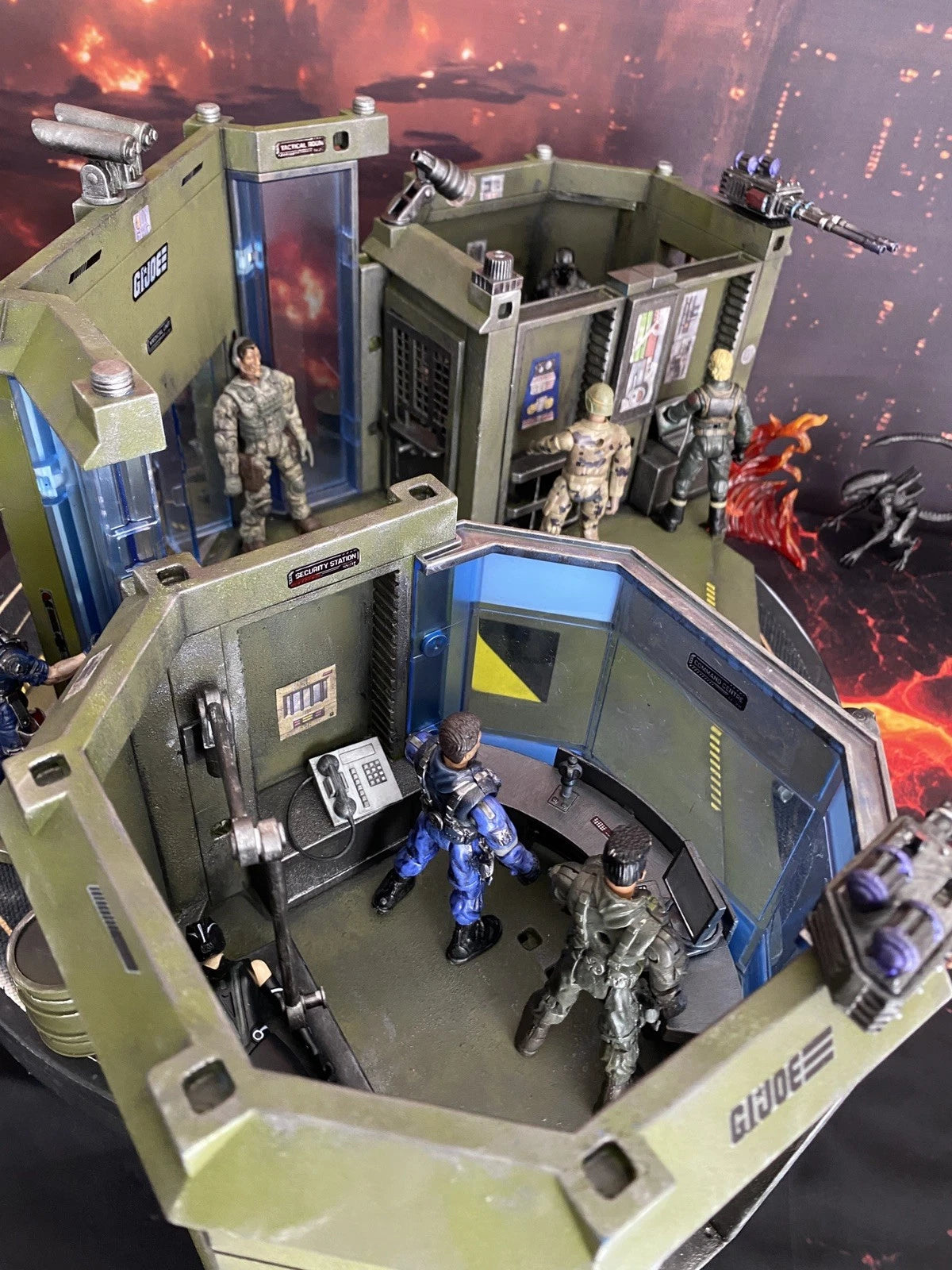 Custom G.I. Joe Military Command Base HQ Diorama | LED vintage Cobra collectible