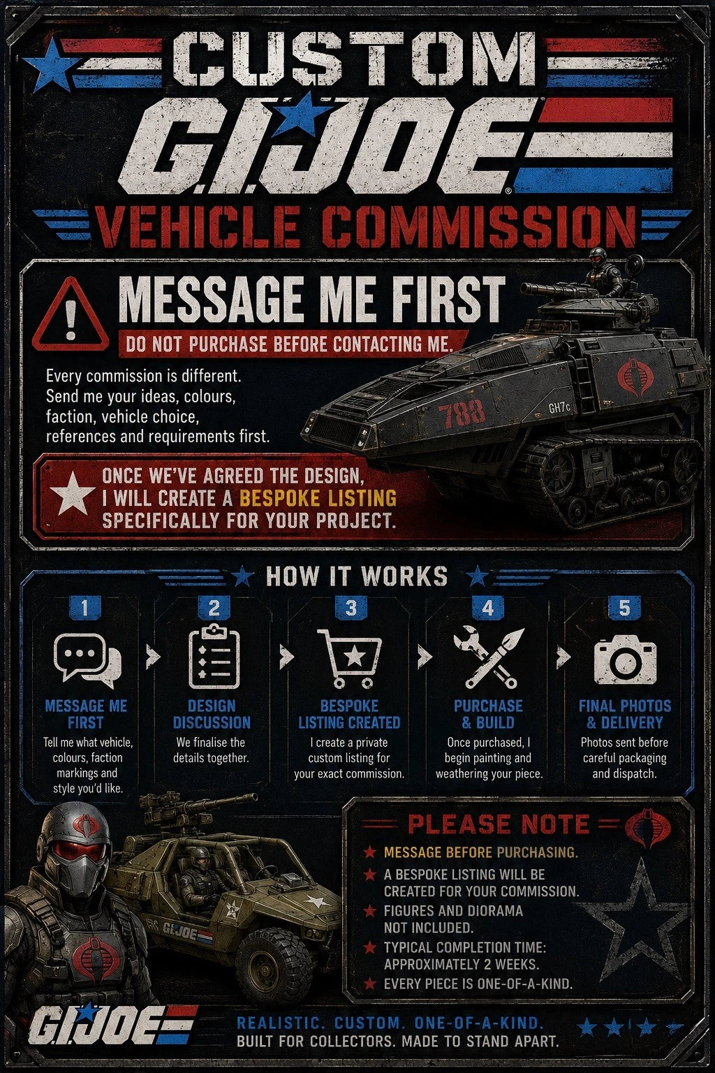 CUSTOM G.I. JOE VEHICLE COMMISSION | Choose Any Vehicle vintage collectible