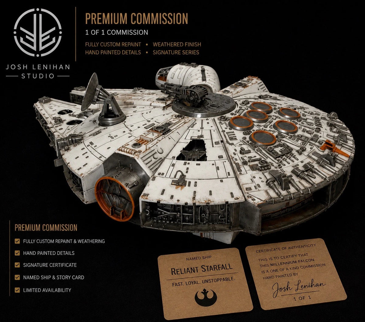 STAR WARS MILLENNIUM FALCON COMMISSION HANDMADE VINTAGE KENNER COLLECTOR CUSTOM