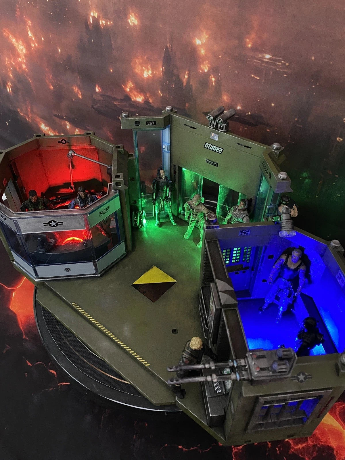 Custom G.I. Joe Military Command Base HQ Diorama | LED vintage Cobra collectible