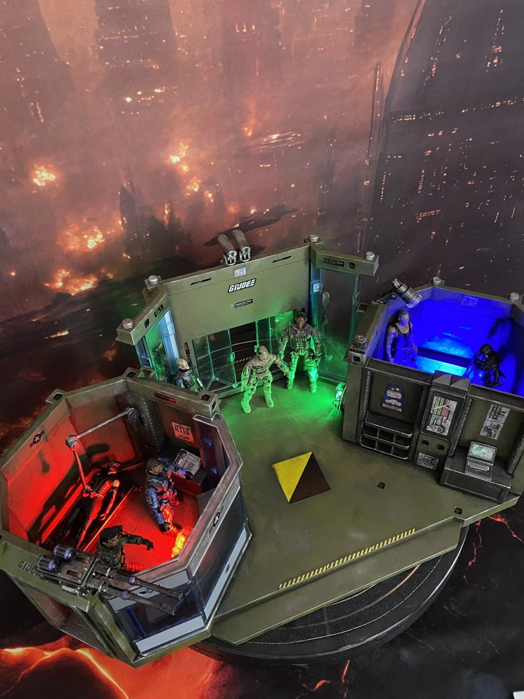 Custom G.I. Joe Military Command Base HQ Diorama | LED vintage Cobra collectible