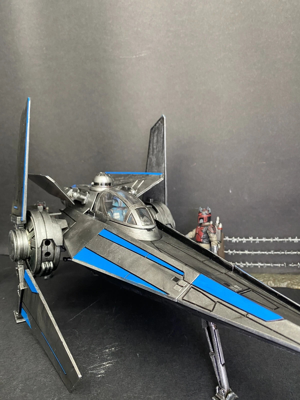 Star Wars V-Wing Interceptor — Blue Sith Maul Shadow Lord refit collectible