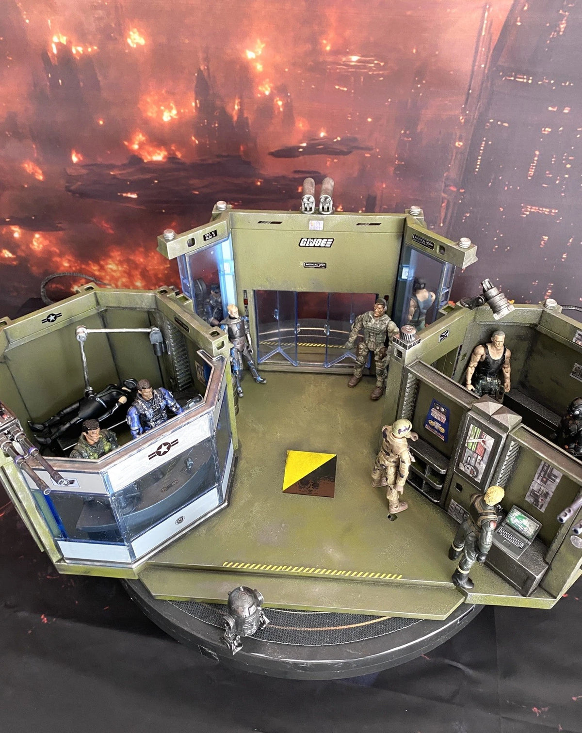 Custom G.I. Joe Military Command Base HQ Diorama | LED vintage Cobra collectible