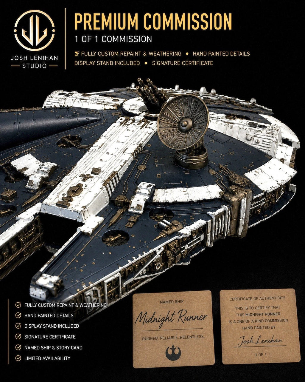 STAR WARS MILLENNIUM FALCON COMMISSION HANDMADE VINTAGE KENNER COLLECTOR CUSTOM