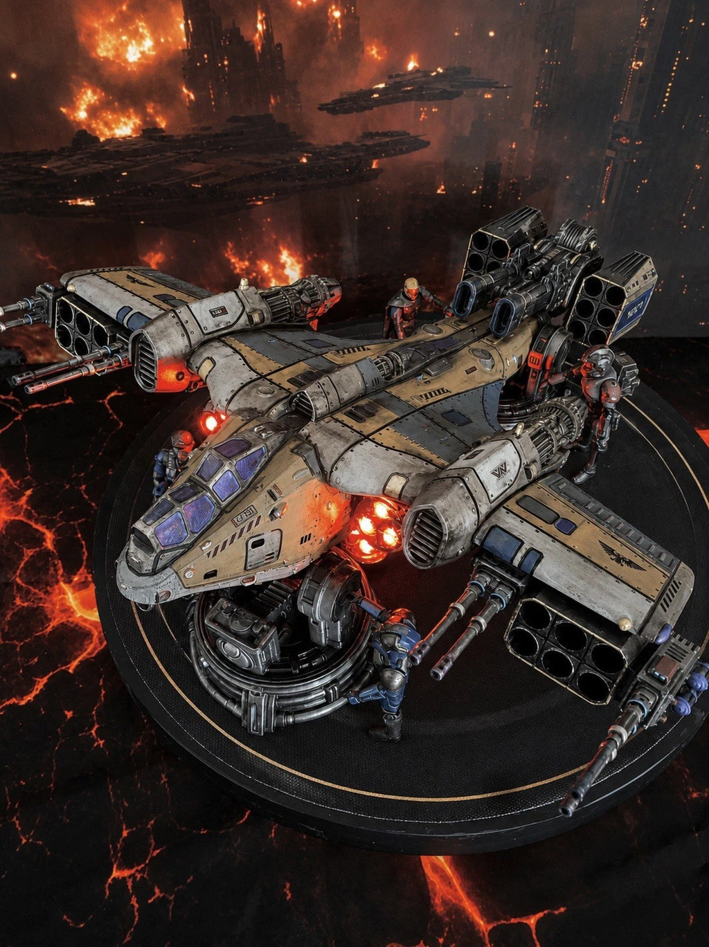 Imperial Navy Ash Vulture Siege Gunship | Warhammer 40K Custom Display Terrain