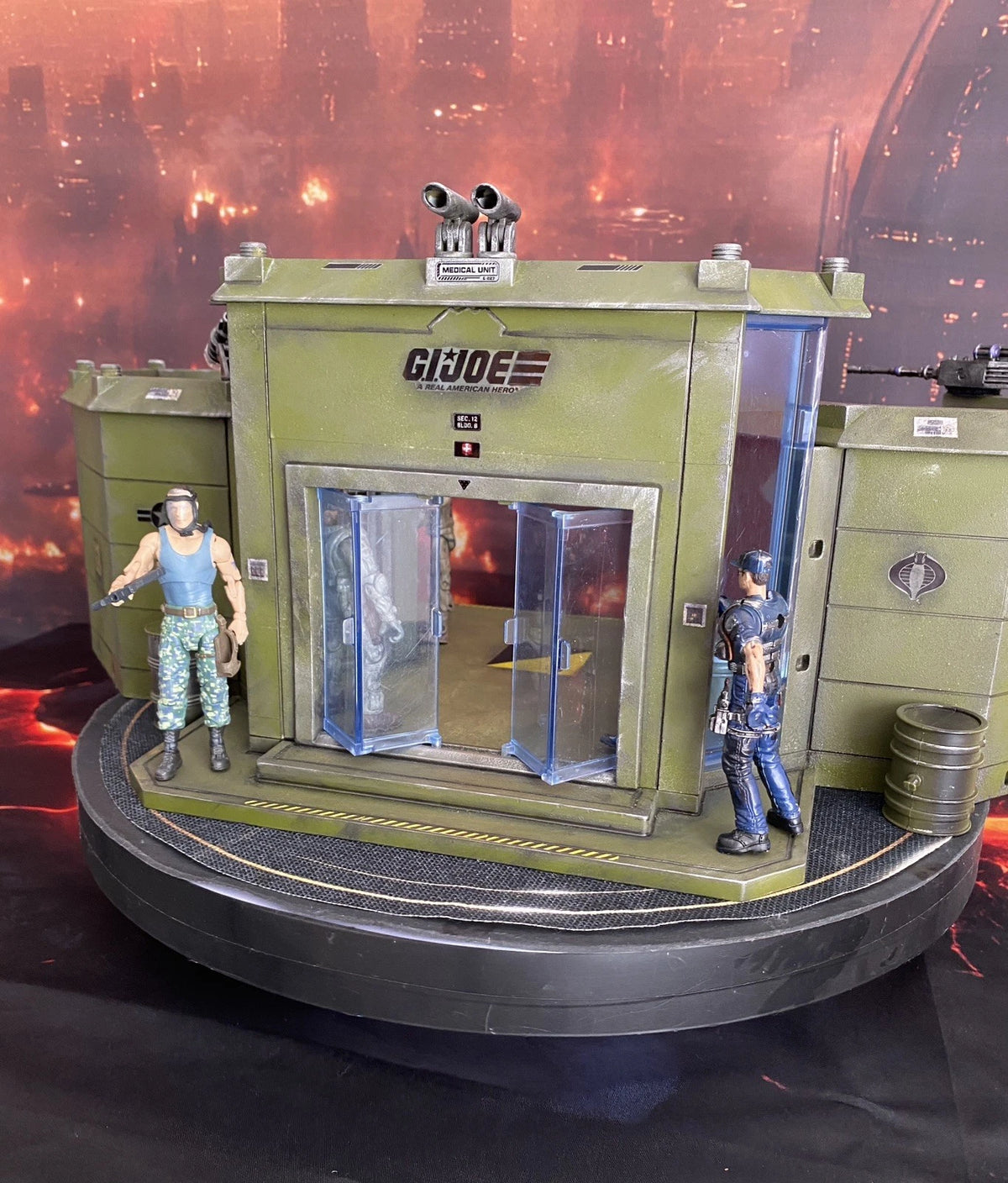 Custom G.I. Joe Military Command Base HQ Diorama | LED vintage Cobra collectible