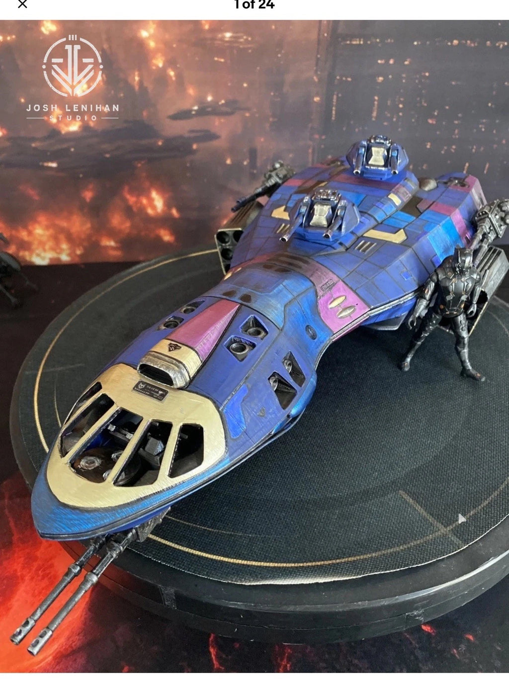 GI JOE COBRA Night Viper Pursuit Barge Gunship LED Vehicle Vintage Kenner custom
