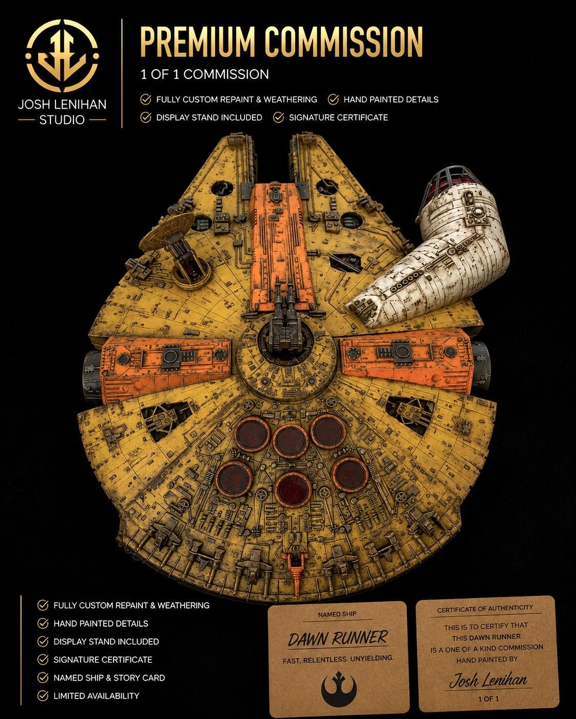STAR WARS MILLENNIUM FALCON COMMISSION HANDMADE VINTAGE KENNER COLLECTOR CUSTOM