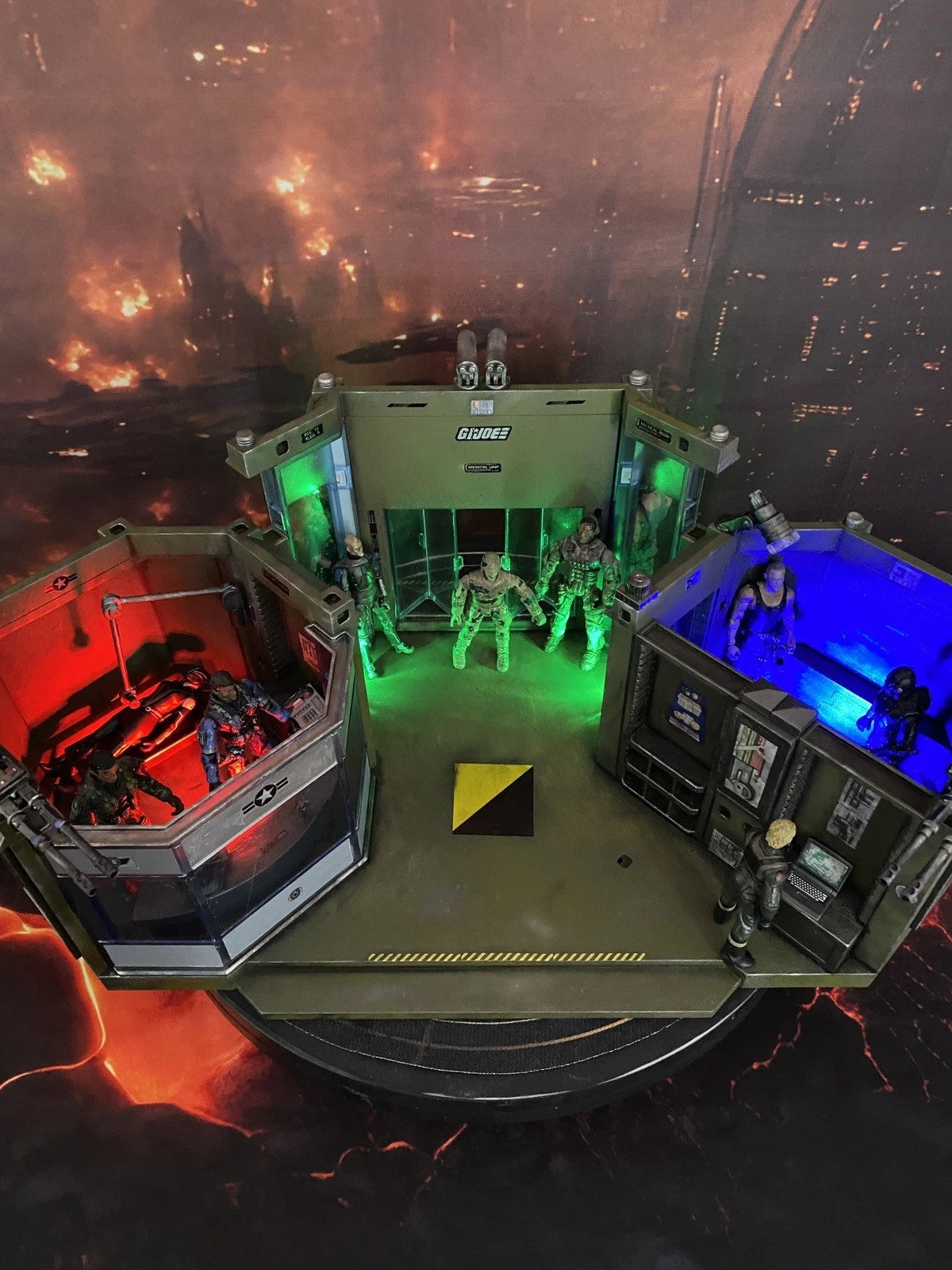 Custom G.I. Joe Military Command Base HQ Diorama | LED vintage Cobra collectible